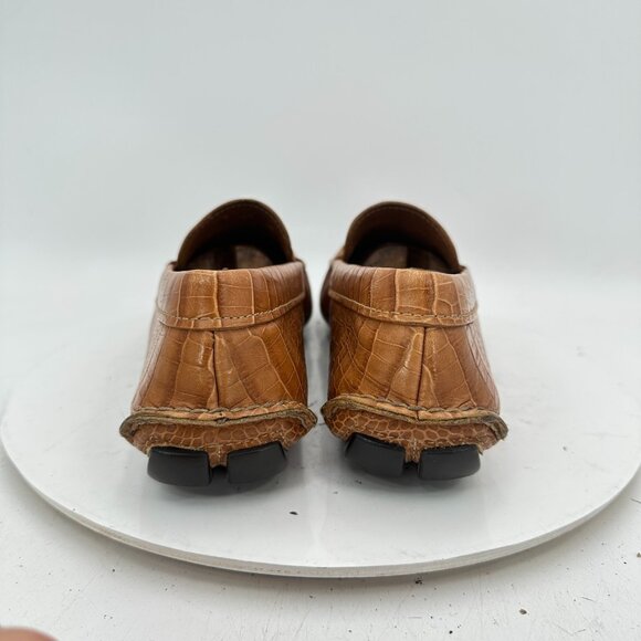 Prada Men Size 8 Brown Faux Crocodile Leather Slip On Penny Loafer Dress Shoes - Picture 5 of 13